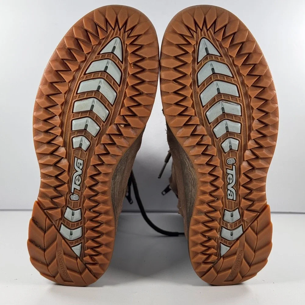 Teva 4334 Vero Brown Suede Lace Up Side Zip Mid Calf Hiking Boots Y5/W6.5